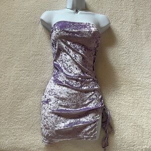 Elegant Purple Strapless Dress